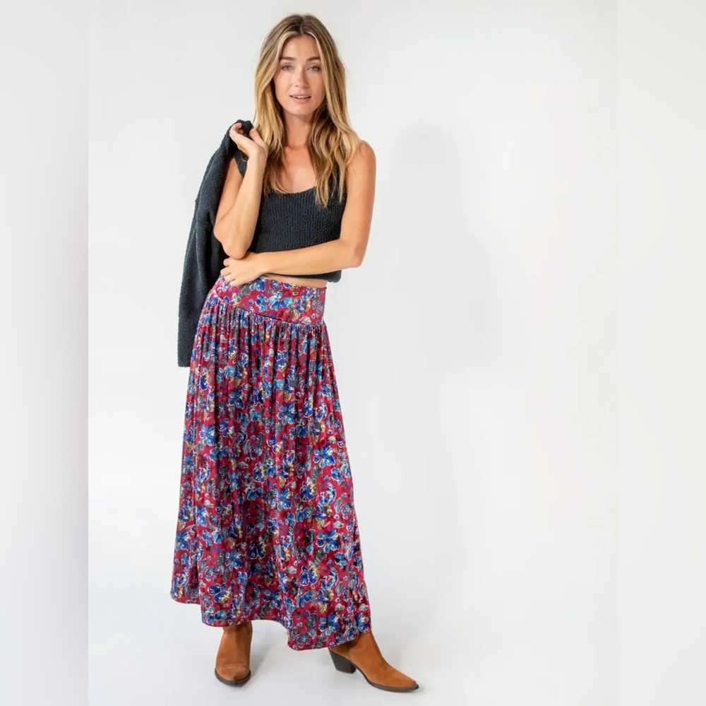 NWT Natural Life Floral Lisa Velvet Maxi Skirt - Sold Out!
